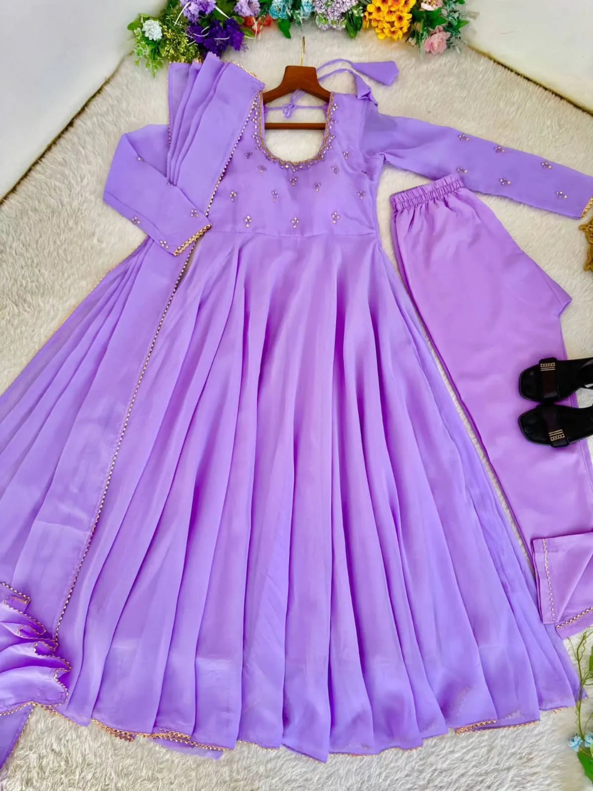👑🌸Premium Georgette Minnale Anarkali Set With Bottom & Dupatta🌸👑 3