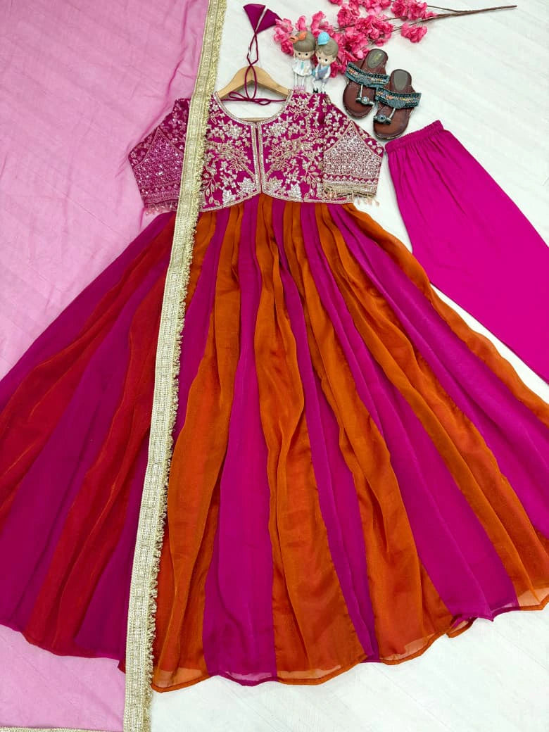 Silk Embroidered Gown Set 3
