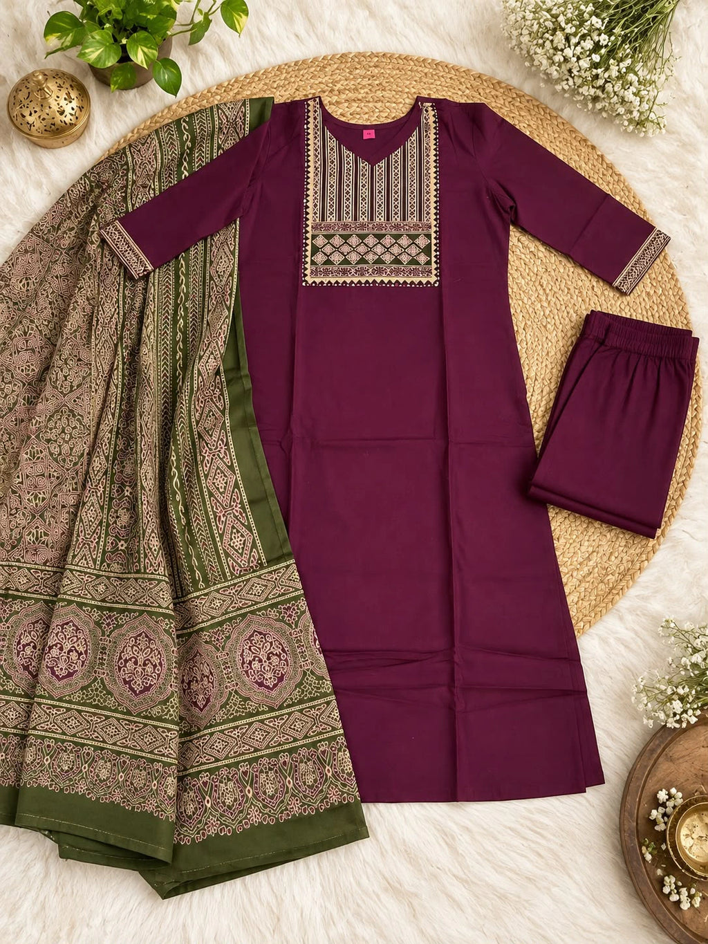 Cotton Ajrakh Print Kurta Set 6