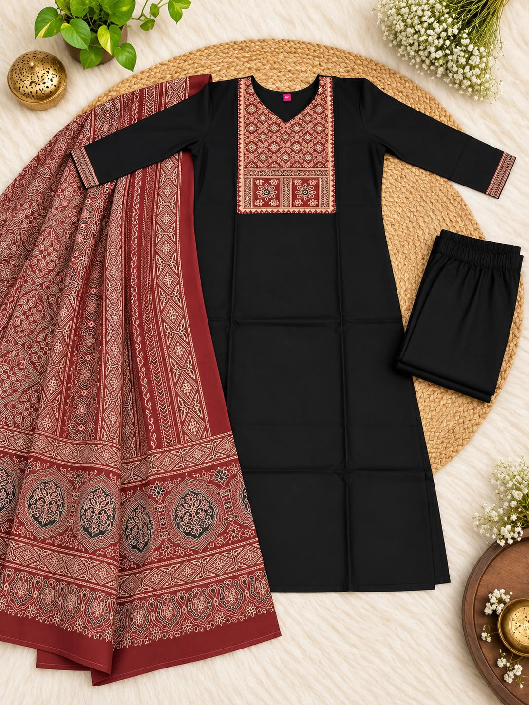 Cotton Ajrakh Print Kurta Set 6