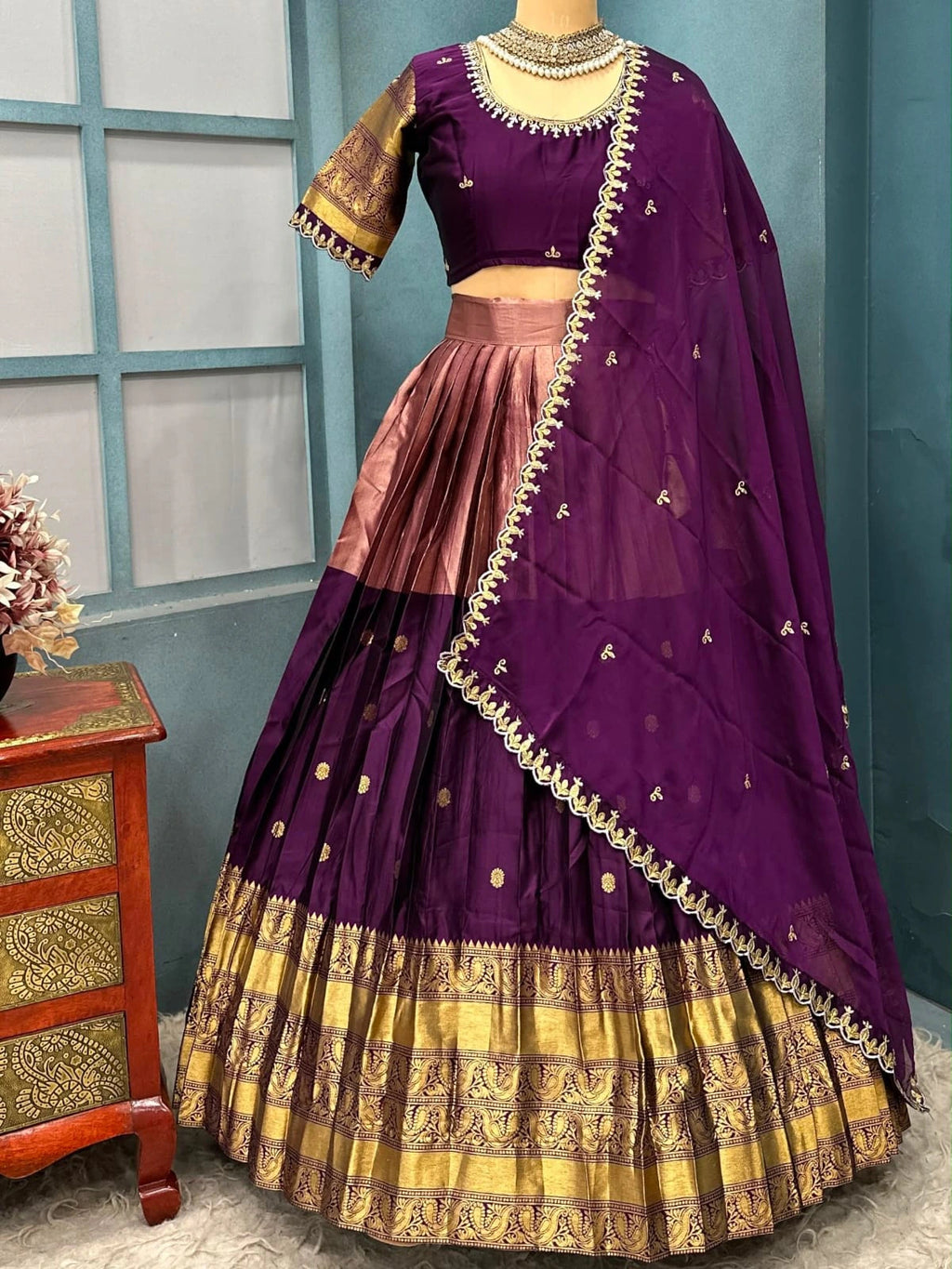 Lehanga collection full stiched Lehenga with Full stiched Designer maggam work blouse with embroider 8