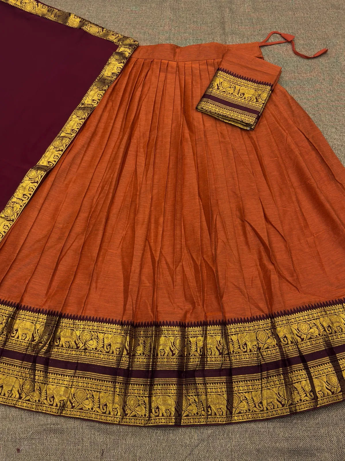 Trending Kanjivaram Silk Cotton Half-Saree Set 1