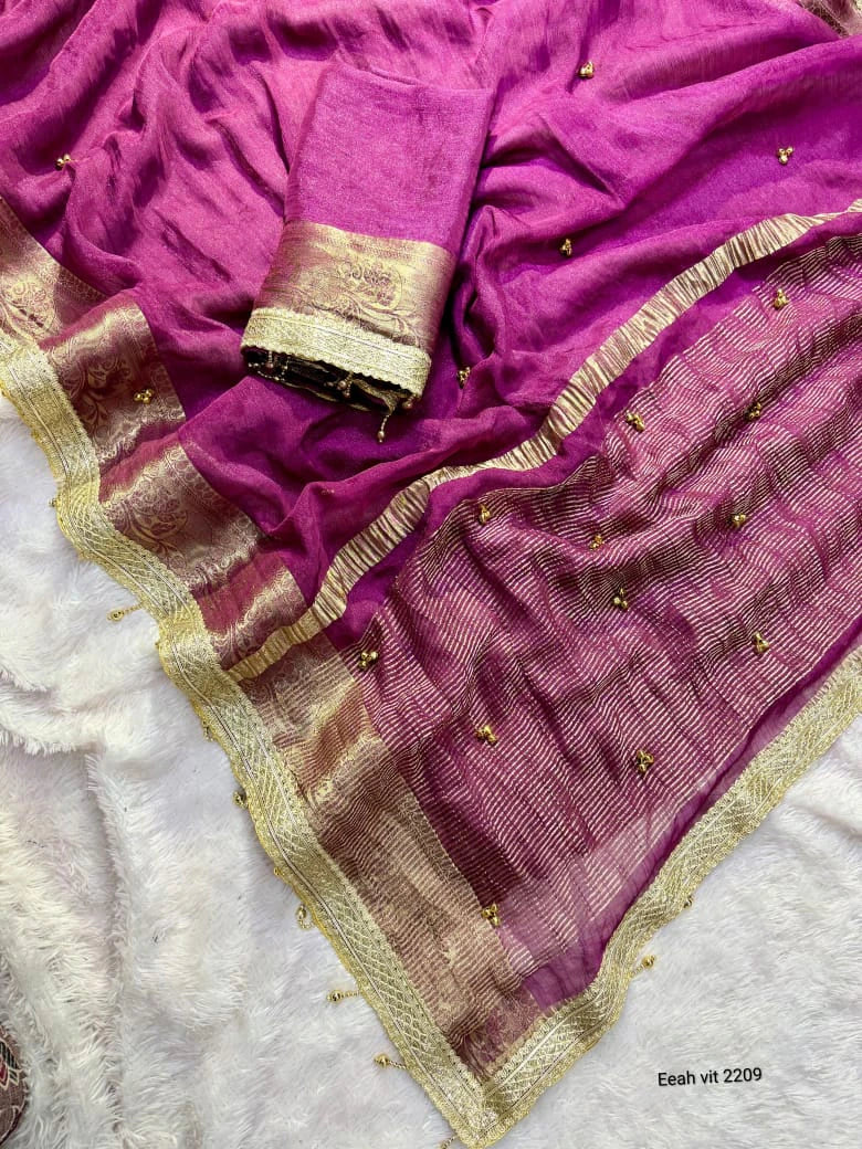 Tissue Silk Saree with Ghungroo Work 3