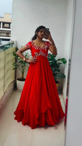 Georgette Embroidered Gown Set 1