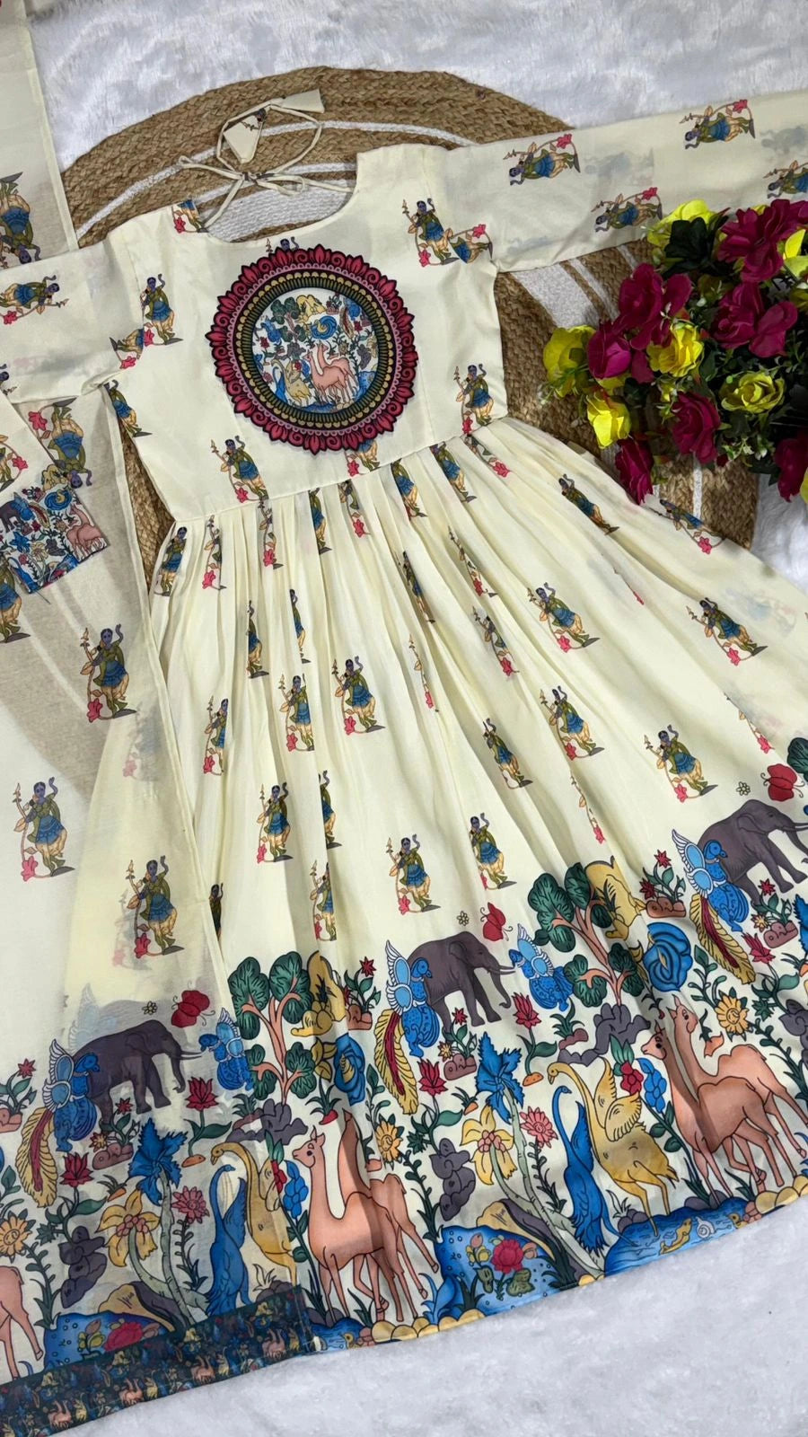 ❤️❤️Cotton Venkatagiri Animal Print Anarkali Sets❤️❤️ 10