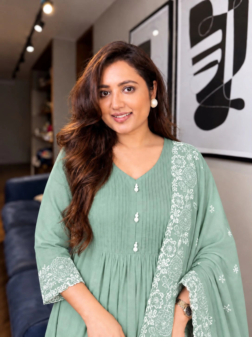 Mul Chanderi Anarkali Suit Set 5