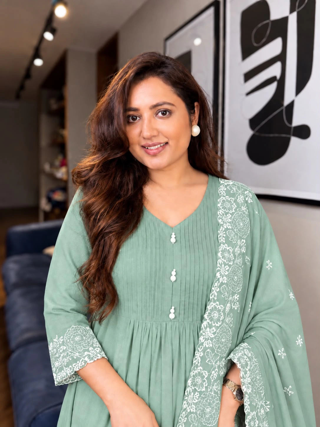 Mul Chanderi Anarkali Suit Set 5