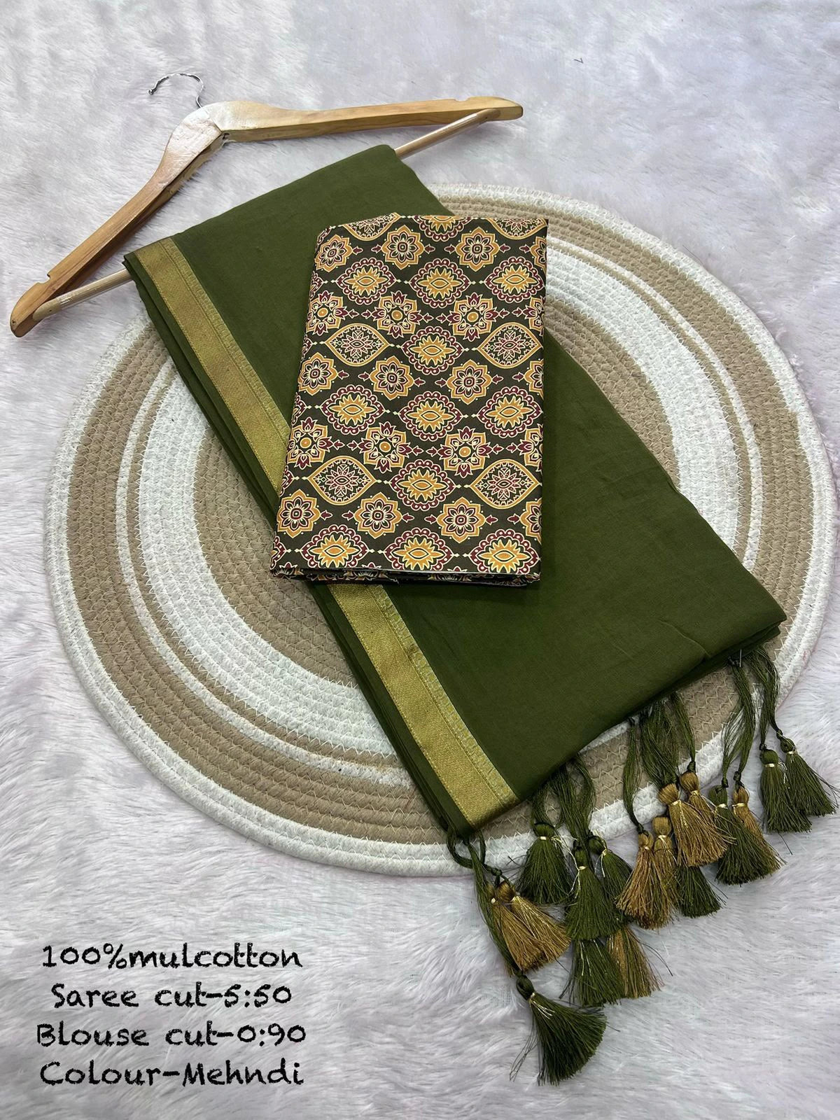 Mul Cotton Saree with Blouse 7