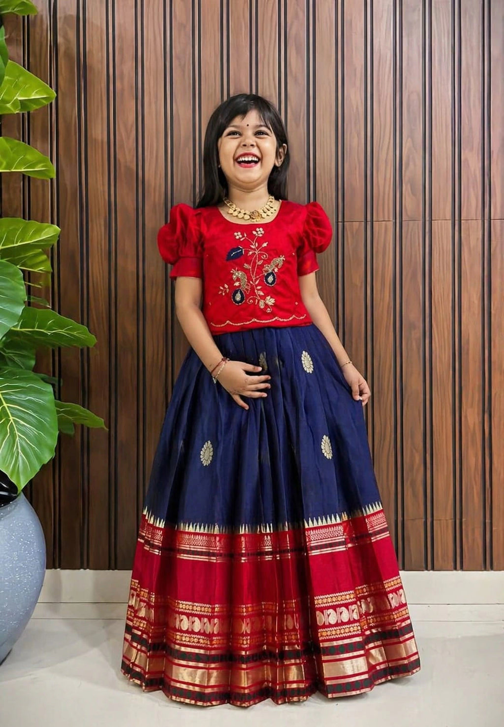 Silk Zari Woven Kids Lehenga 1