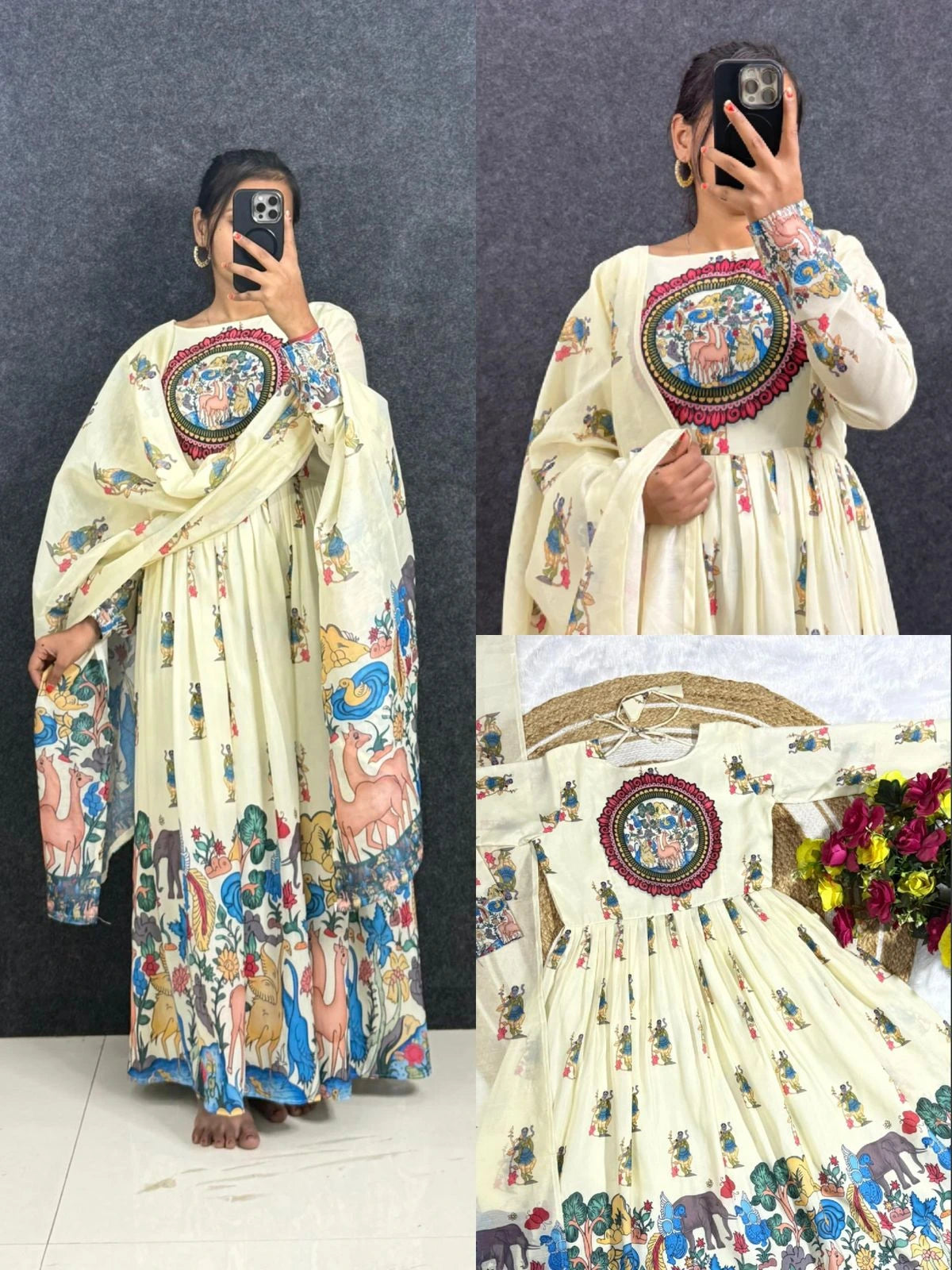 ❤️❤️Cotton Venkatagiri Animal Print Anarkali Sets❤️❤️ 1
