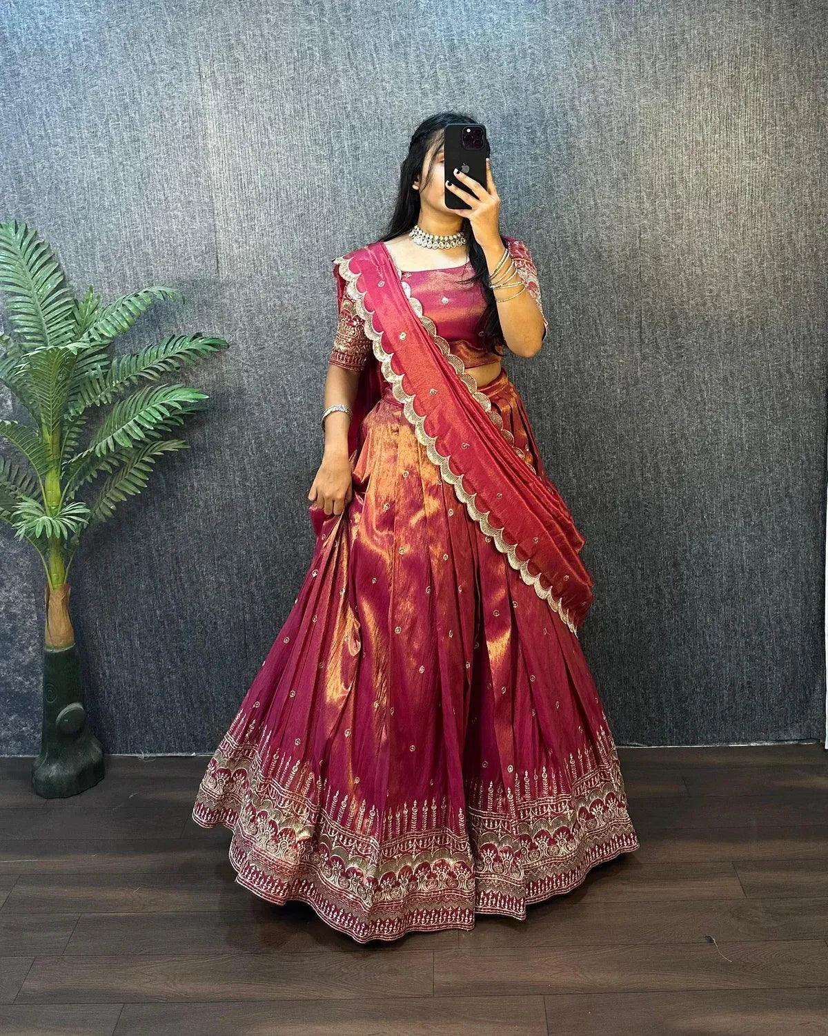 ❤️❤️Authentic Tissue Silk Lehenga Choli Set🪻🪻 5