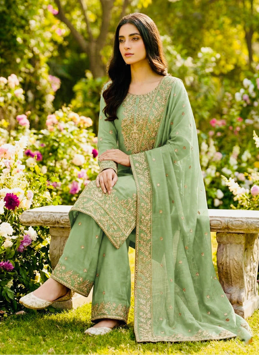 Silk Embroidered Kurta Set 1
