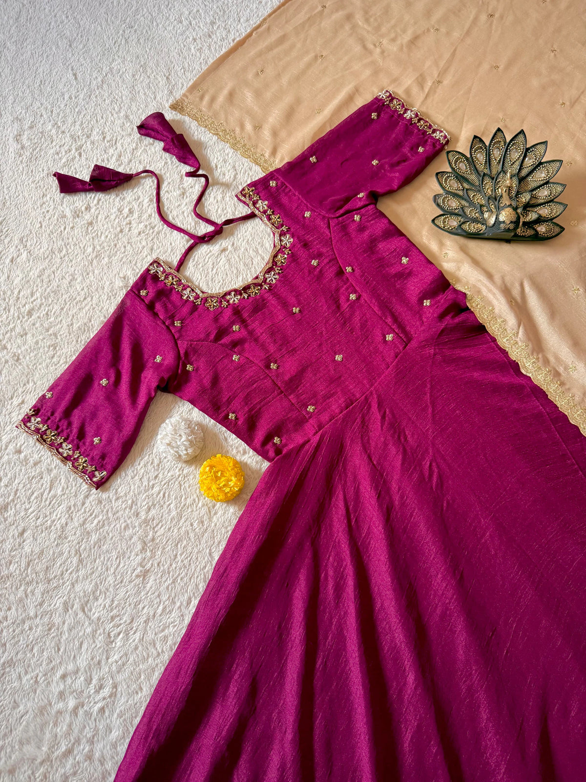 Vichitra Silk Gown with Dupatta 4