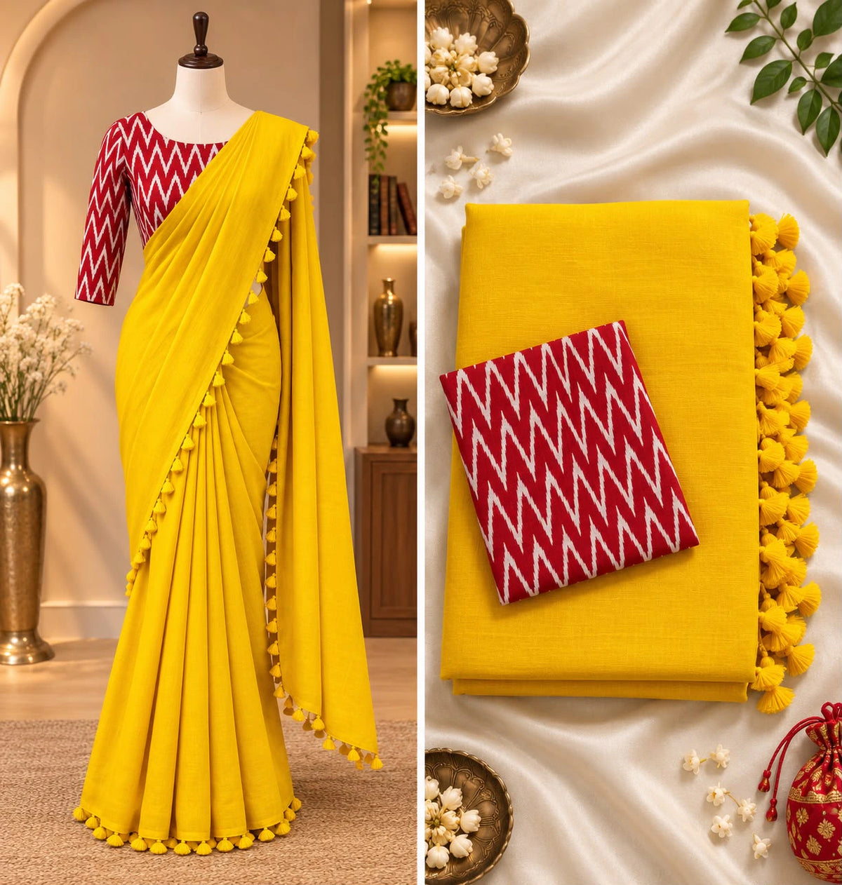 Khadi Cotton Saree with Blouse 10