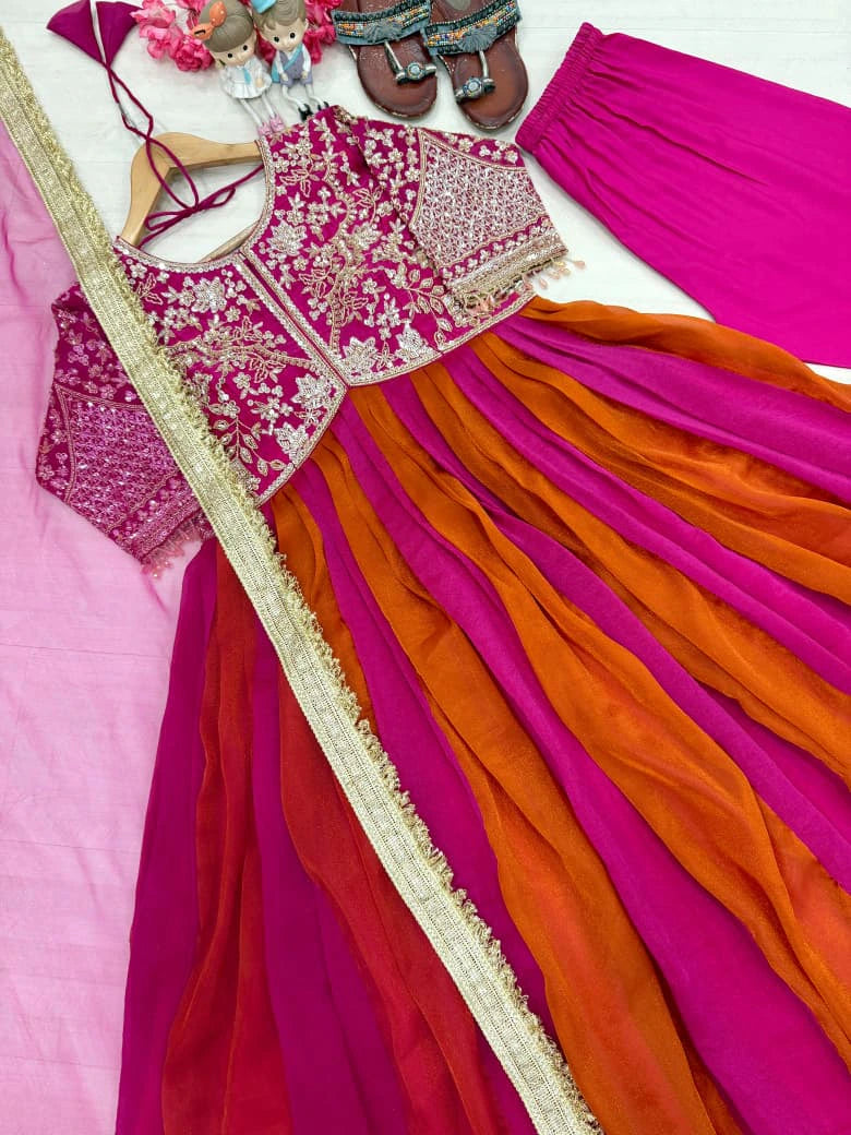 Silk Embroidered Gown Set 2
