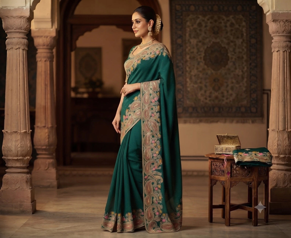 SPACE SILK EMBROIDERY WITH SEPARATE BLOUSE 9