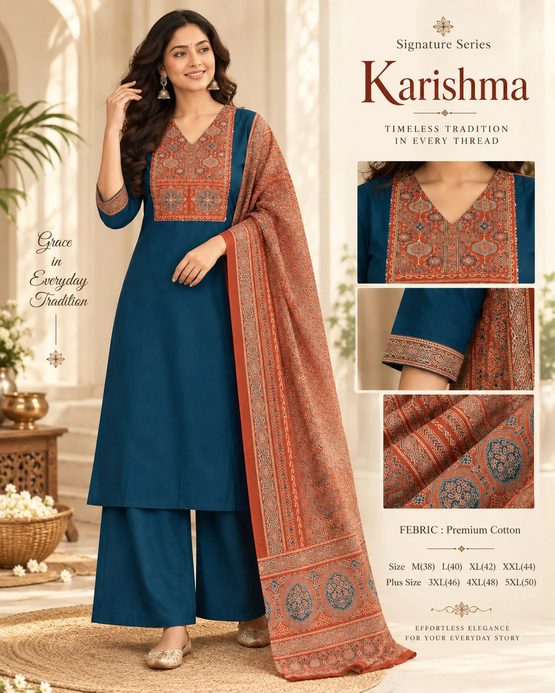 Cotton Ajrakh Print Kurta Set 2