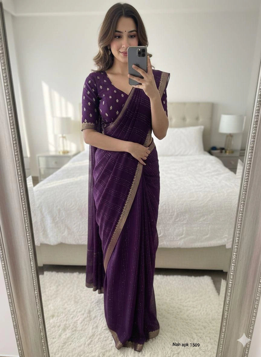 Viscose Georgette Sequence Saree 3