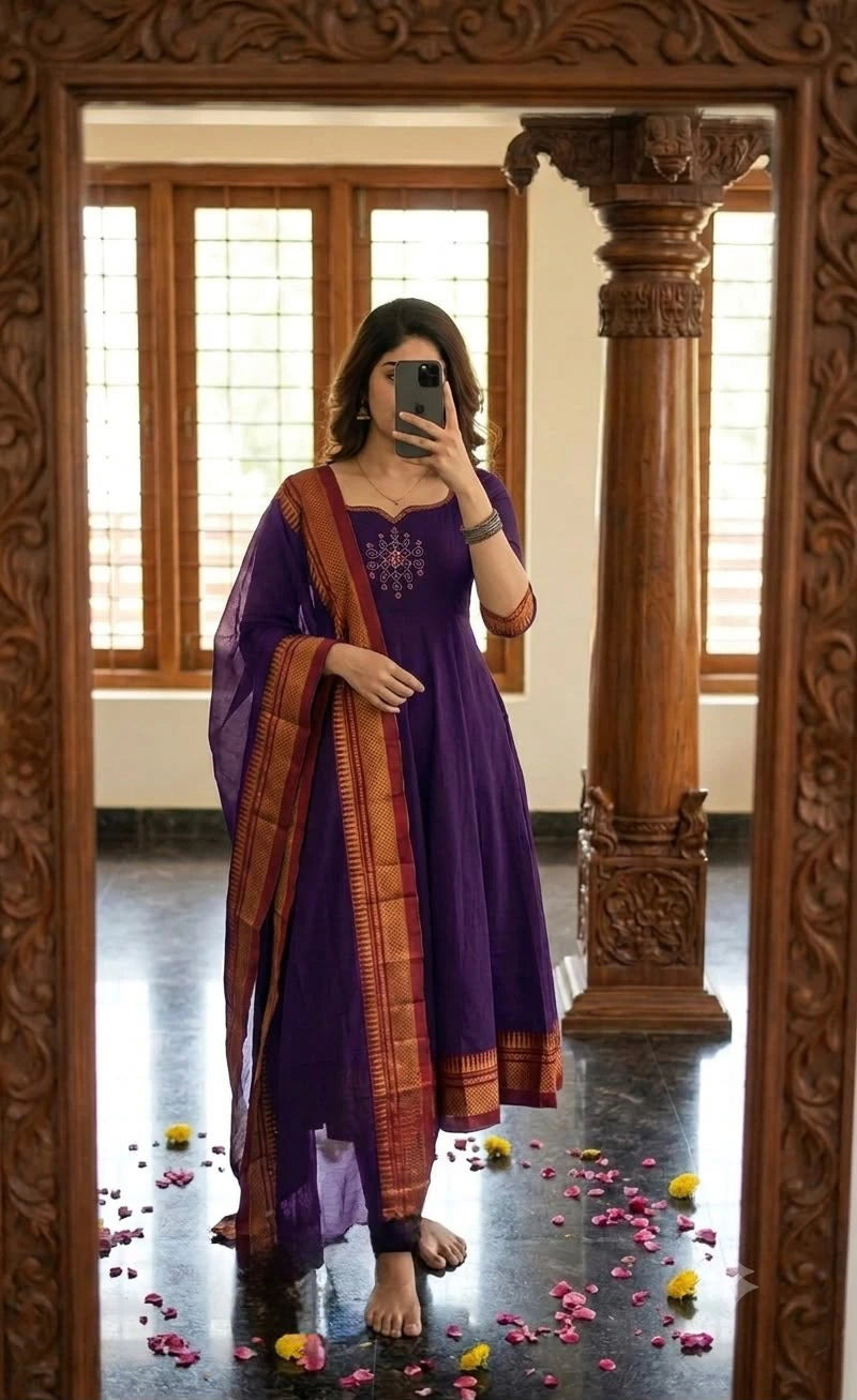 Span Cotton Anarkali Kurta Set 8