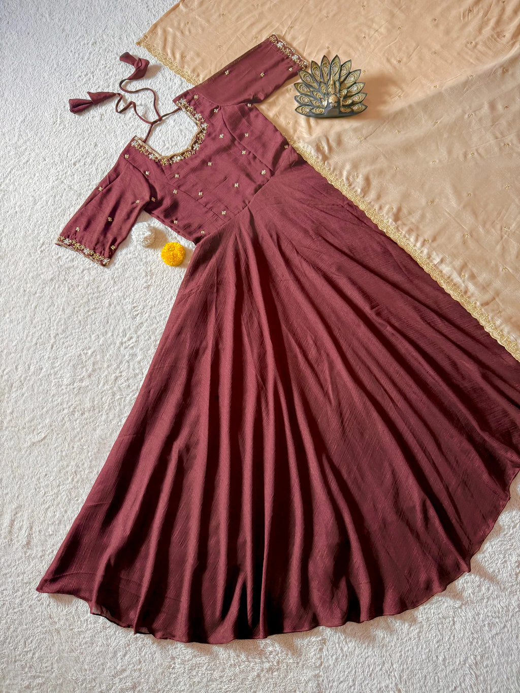 Vichitra Silk Gown with Dupatta 8