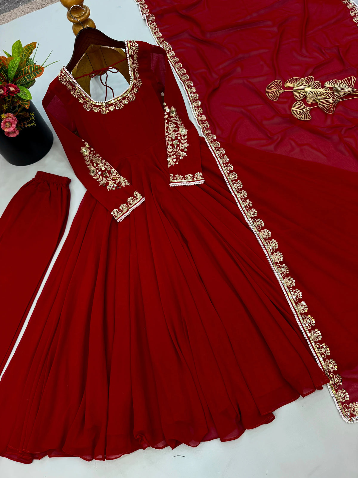Fox Georgette Embroidered Gown Set 5