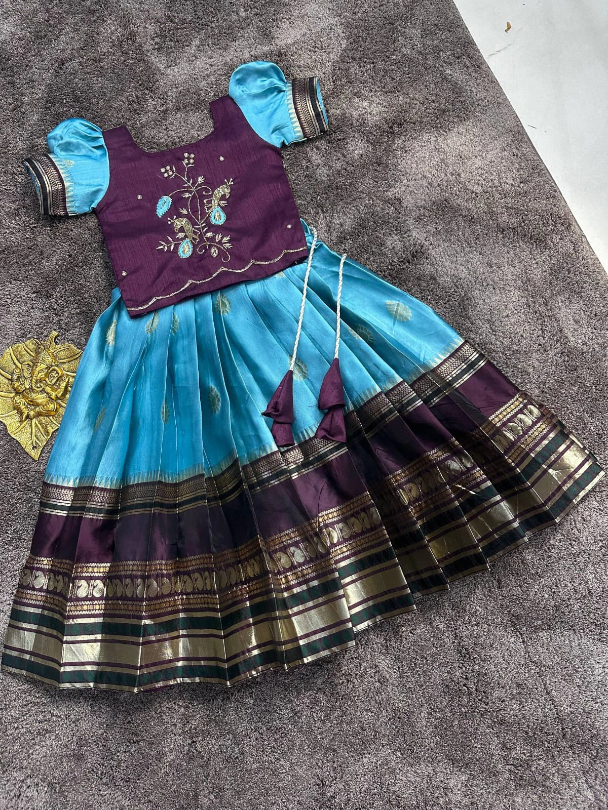 Silk Zari Woven Kids Lehenga 8