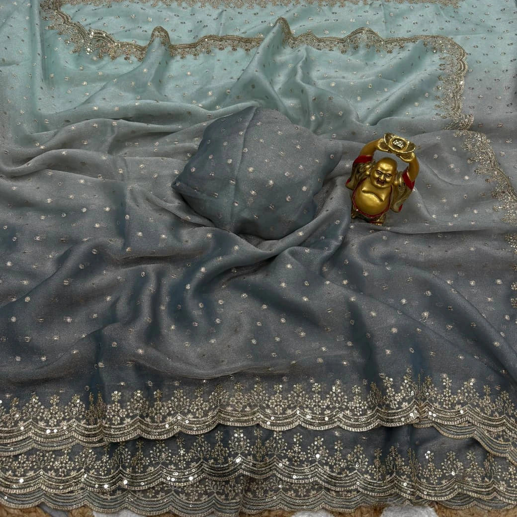 Moss Butti Sequinned Saree 2