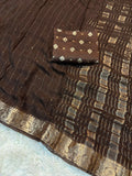 Pure viscose georgette with jacquard border with weaving chex with sequence with pure viscose blouse 2