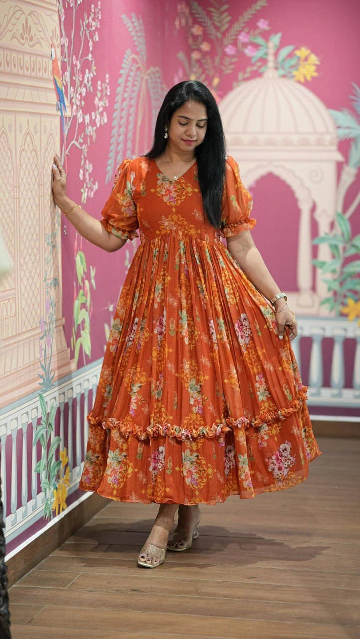 Georgette Floral Gown Dress 1
