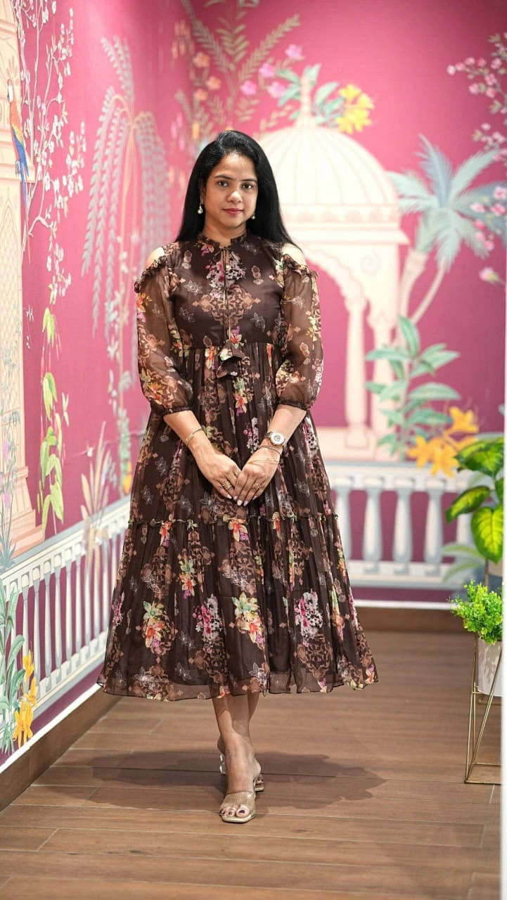 Georgette Floral Gown Dress 7