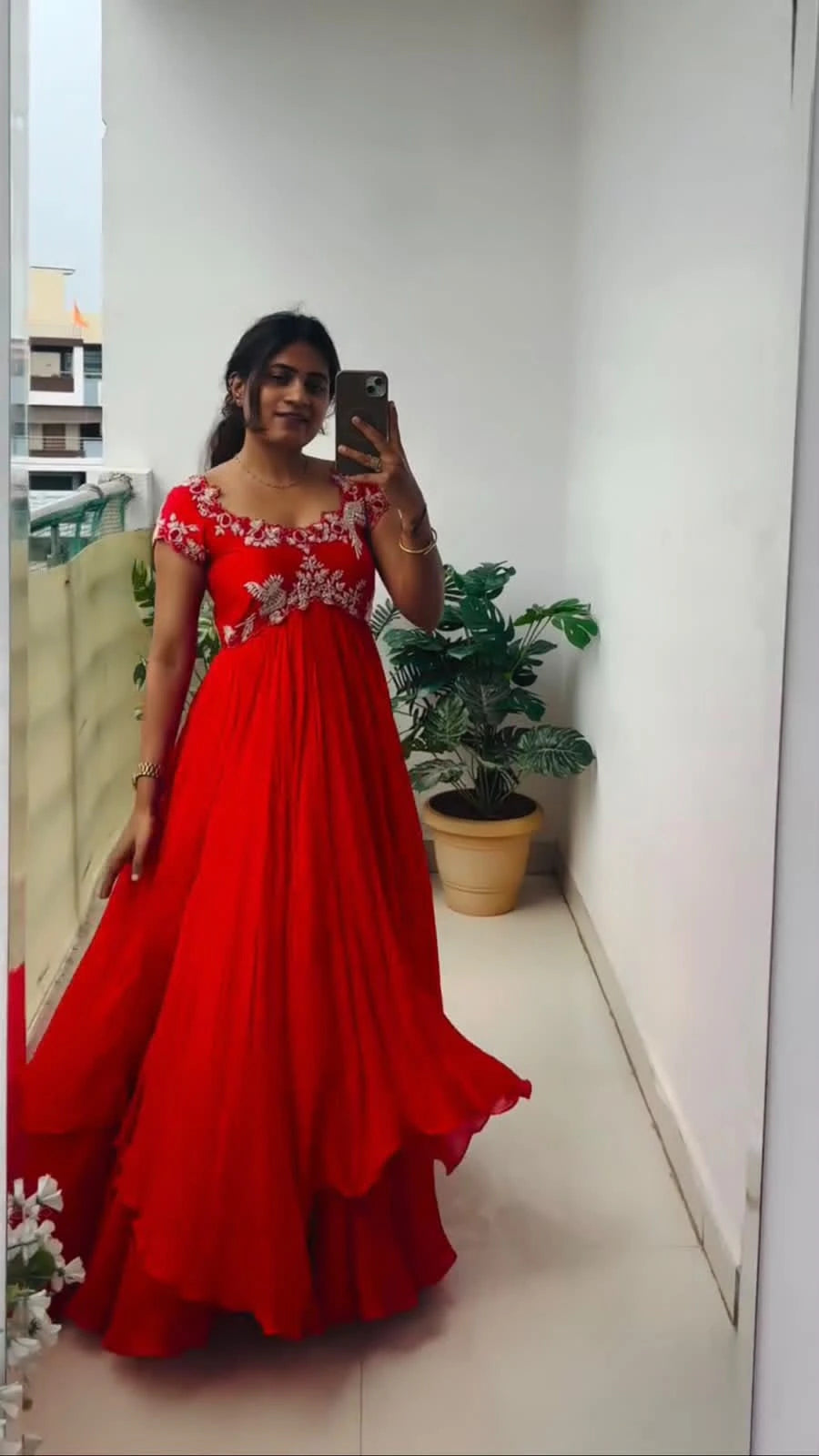 Georgette Embroidered Gown Set 2