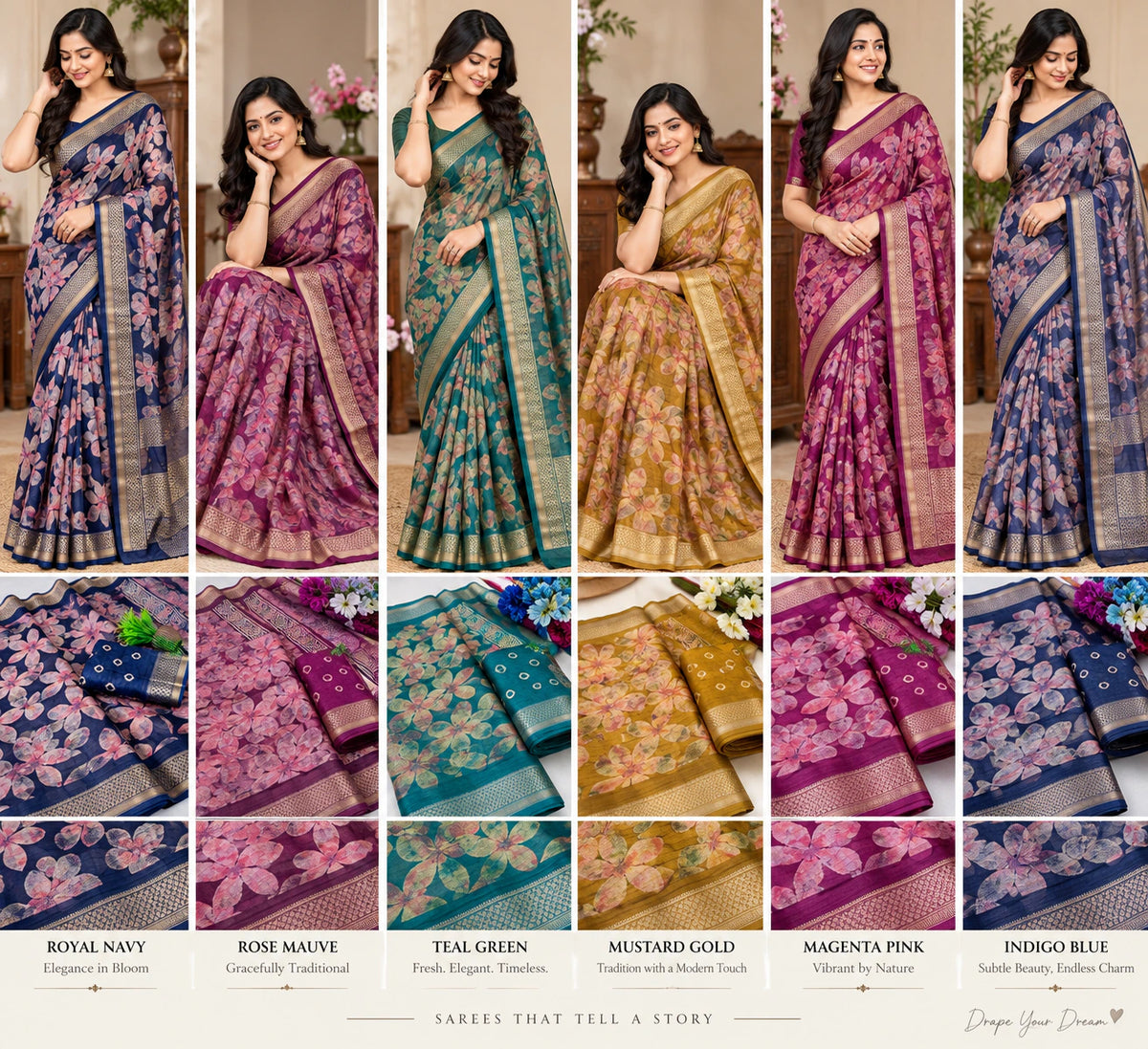 Slub Cotton Saree with Blouse 5