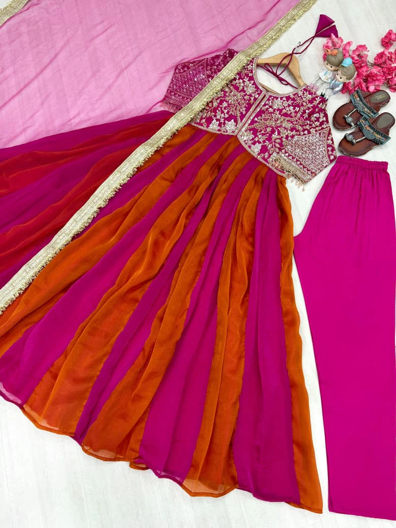 Silk Embroidered Gown Set 5
