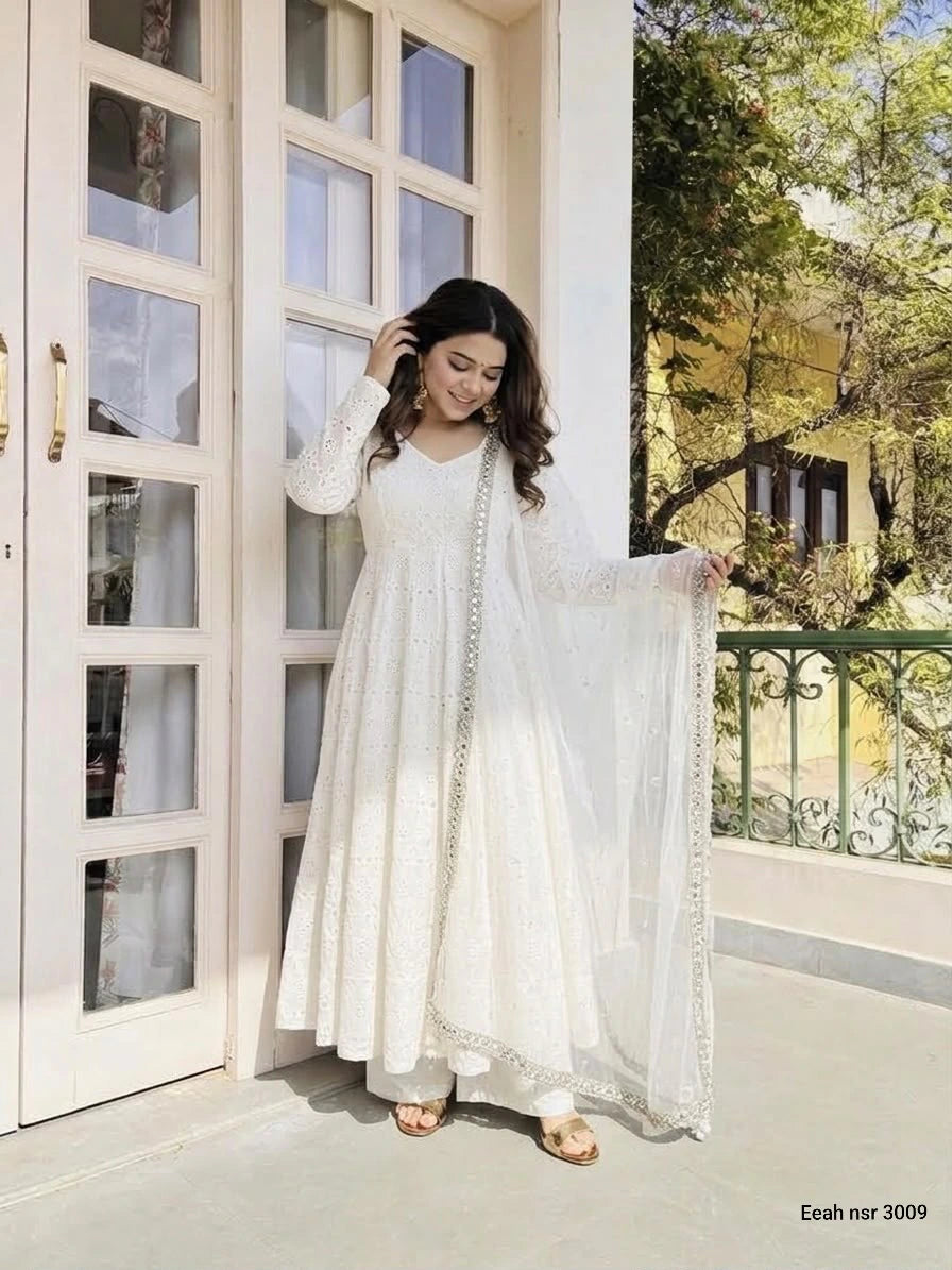 Cotton Schiffli Kurta Set with Dupatta 3