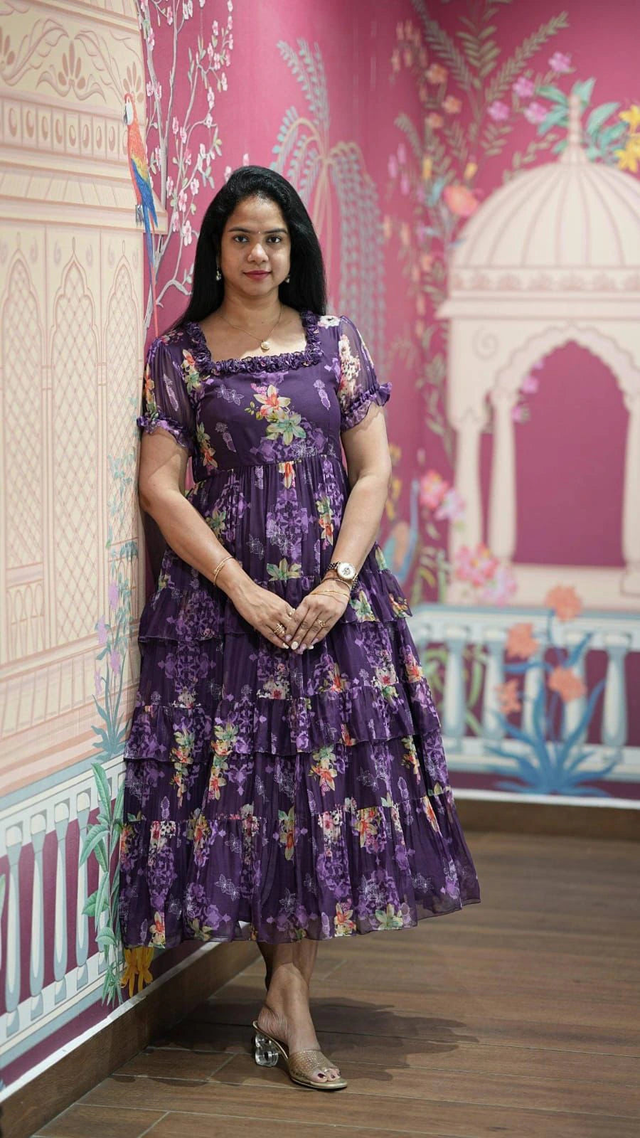 Georgette Floral Gown Dress 4