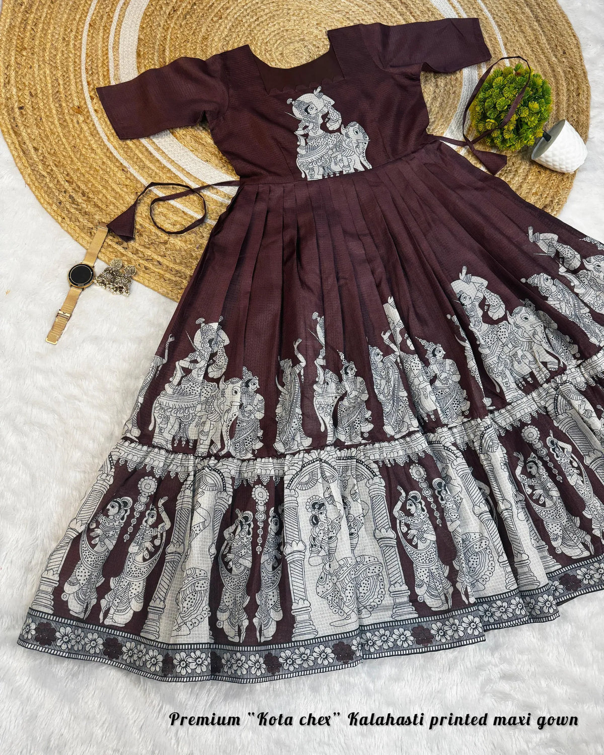 👸👸Trending Kalamkari khalahasti Pure Cotton Printed kota Maxi Gown👑👑 3