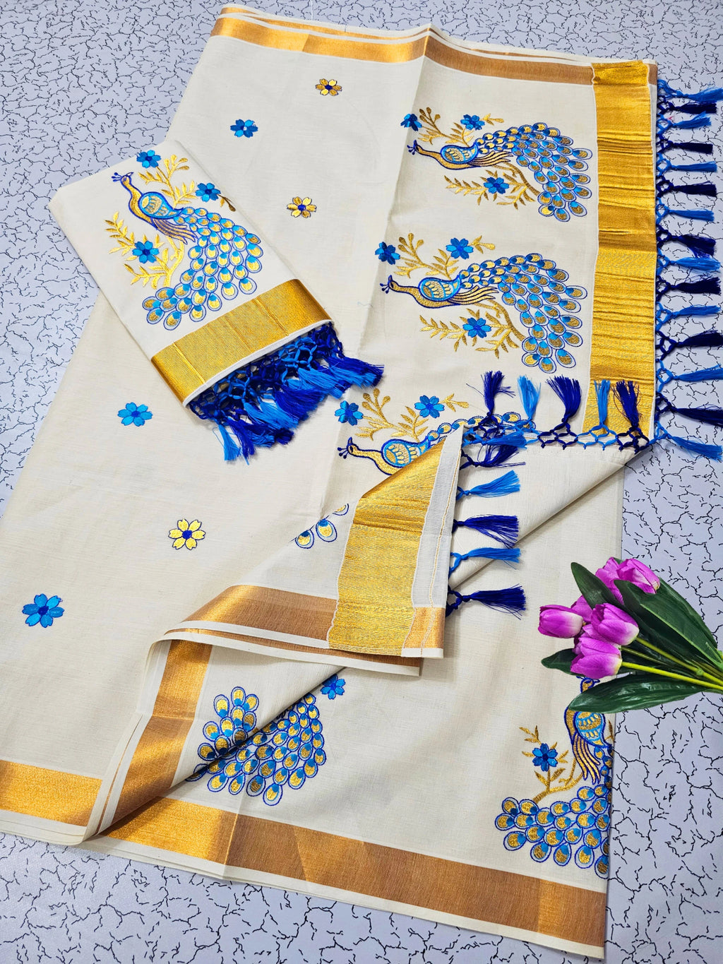 Cotton Embroidered Saree with Blouse 2