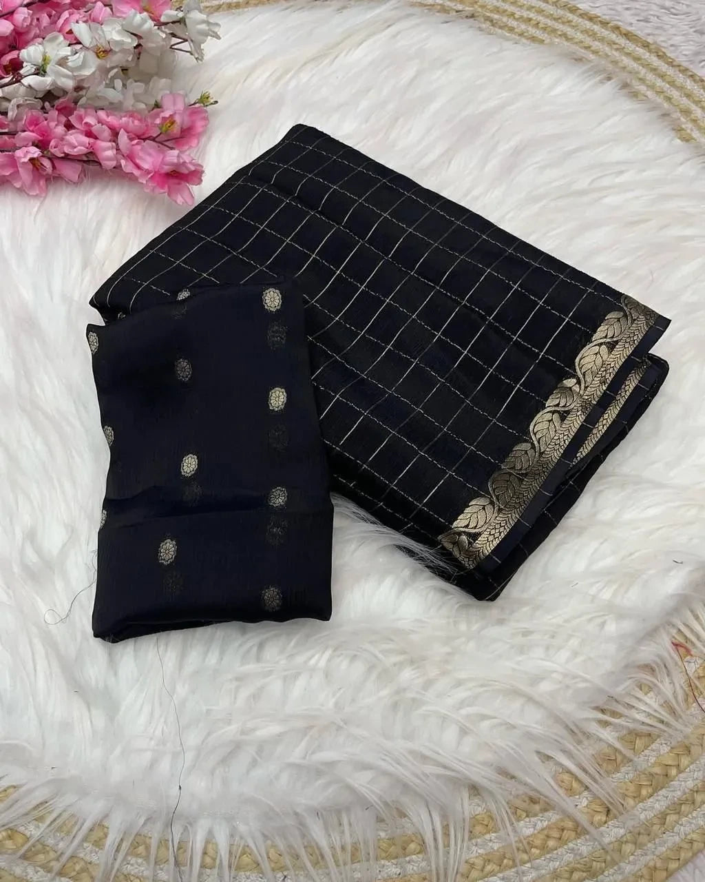 ❤️💜Most Gorgeous Pure Viscose Georgette Sarees With Blouse💜❤️ 7