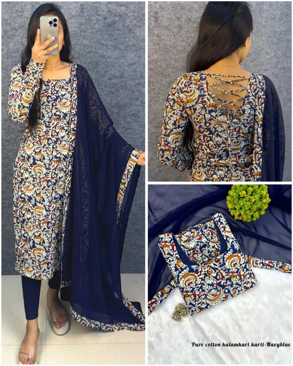💗💗Viral Kalamkari Sideopen Kurti With Dupatta Set💗💗 2
