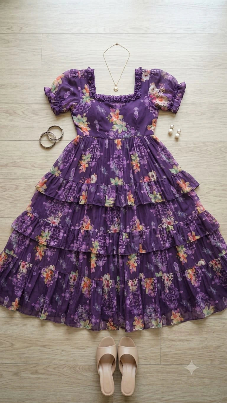 Georgette Floral Gown Dress 5