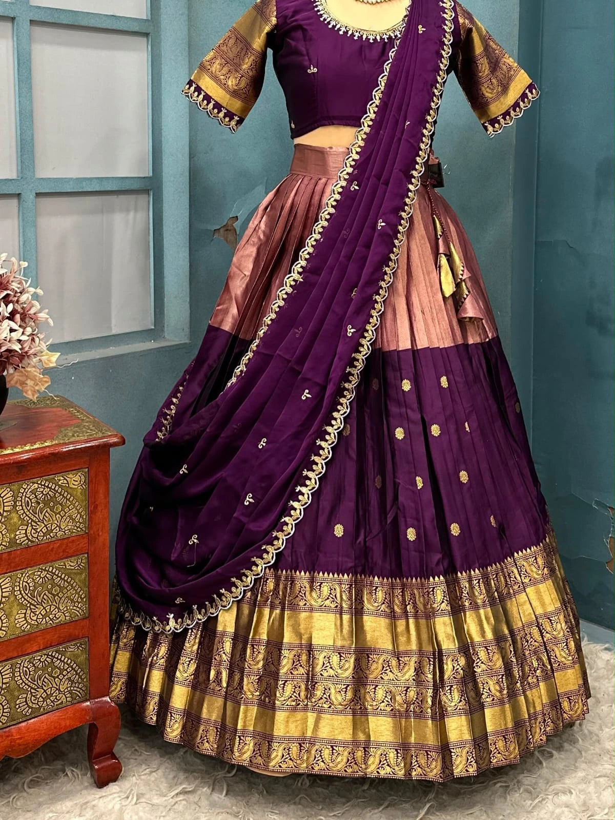 Lehanga collection full stiched Lehenga with Full stiched Designer maggam work blouse with embroider 5
