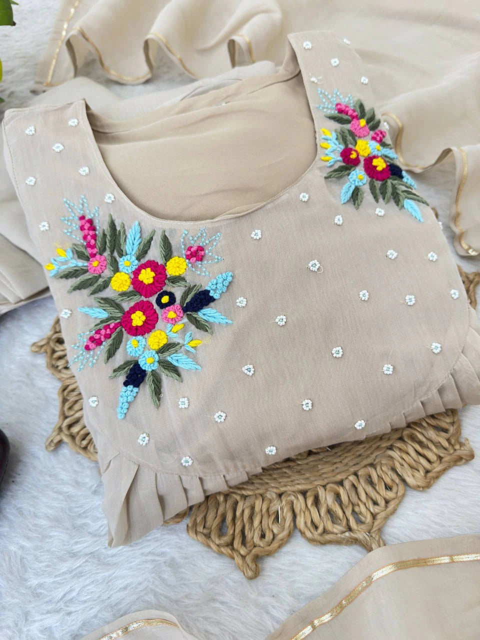 👗💥💥Presenting By New Party Wear L@@K Pure Viscos Mul Chanderi Cotton A Line pattern P@nt With Dup 2