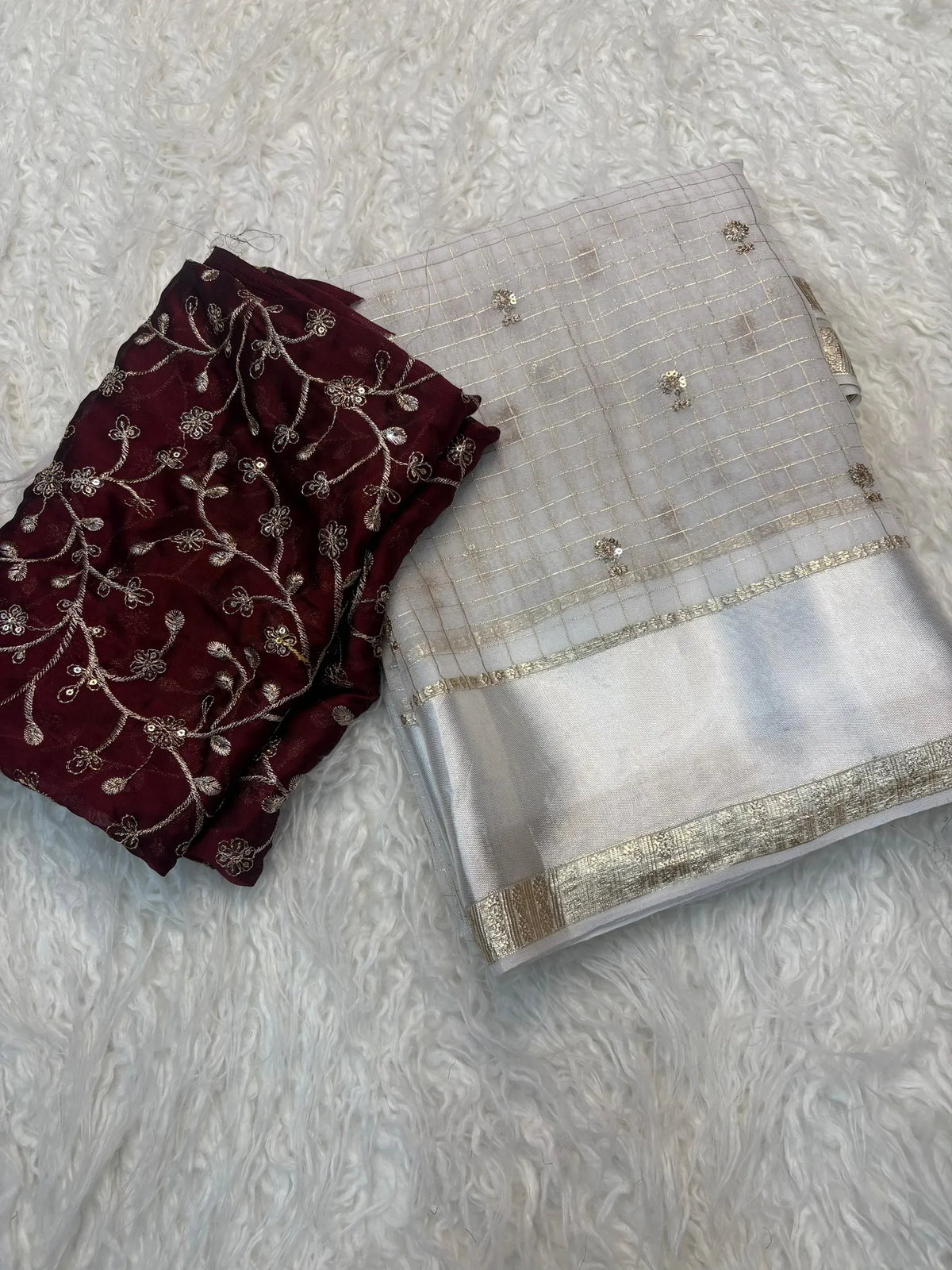 Pure Viscose party wear saree With Velvet shine adorned with sequence work Blouse 2
