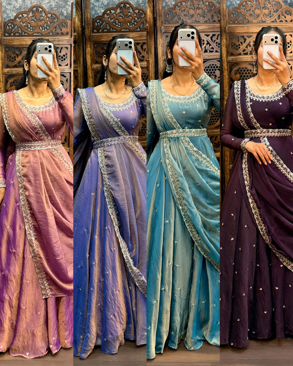 Premium South Silk Gown with Dupatta 1