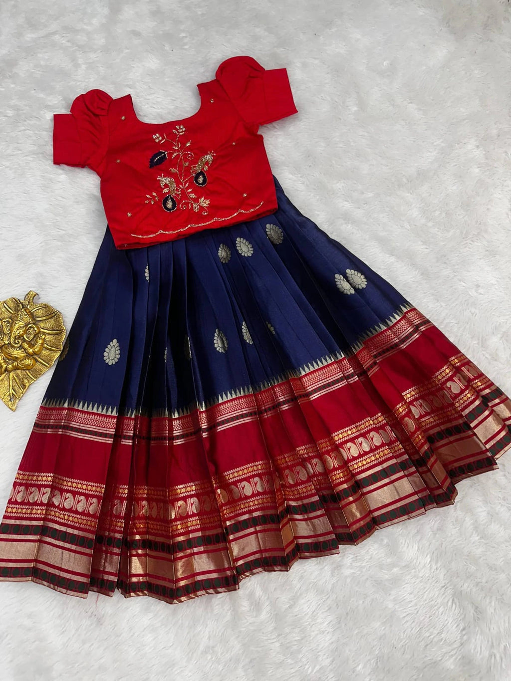 Silk Zari Woven Kids Lehenga 3