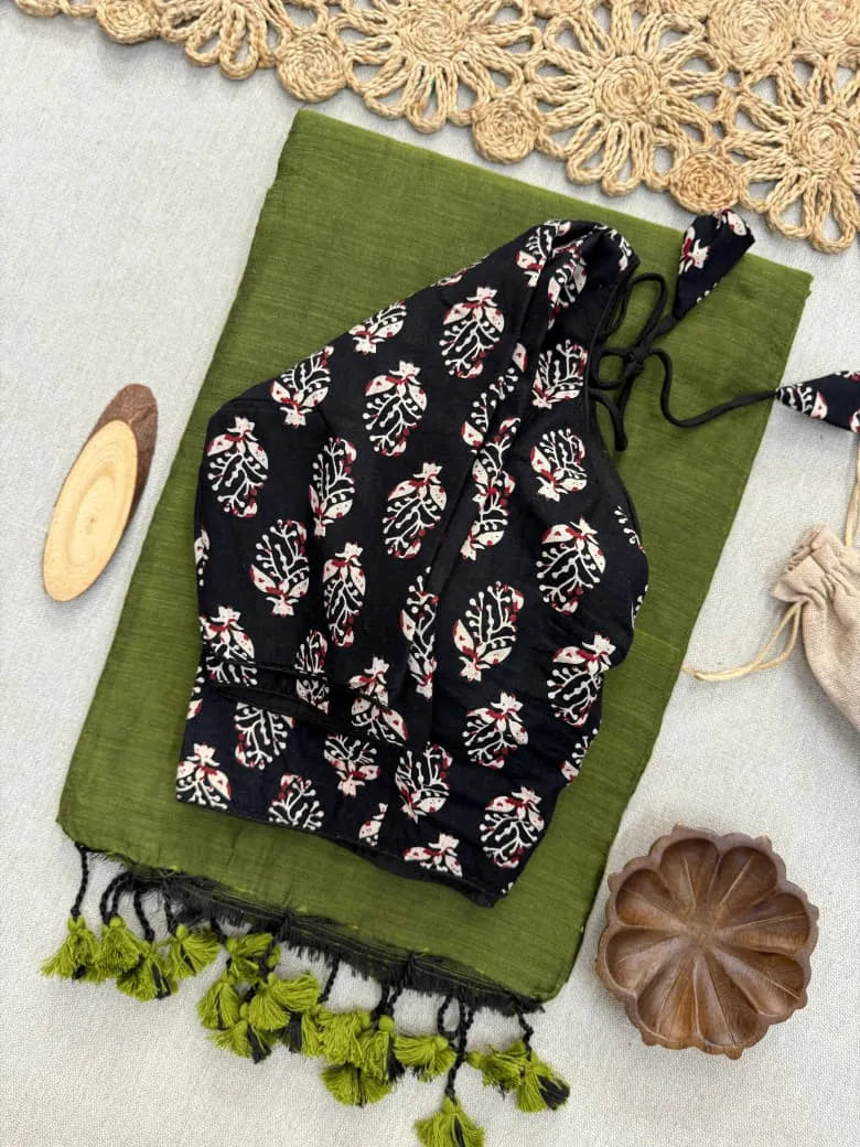 🌺🌺Premium Handlooom Mul Cotton Sarees With Stitched Blouse🌺🌺 6