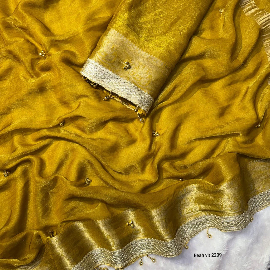 Tissue Silk Saree with Ghungroo Work 6