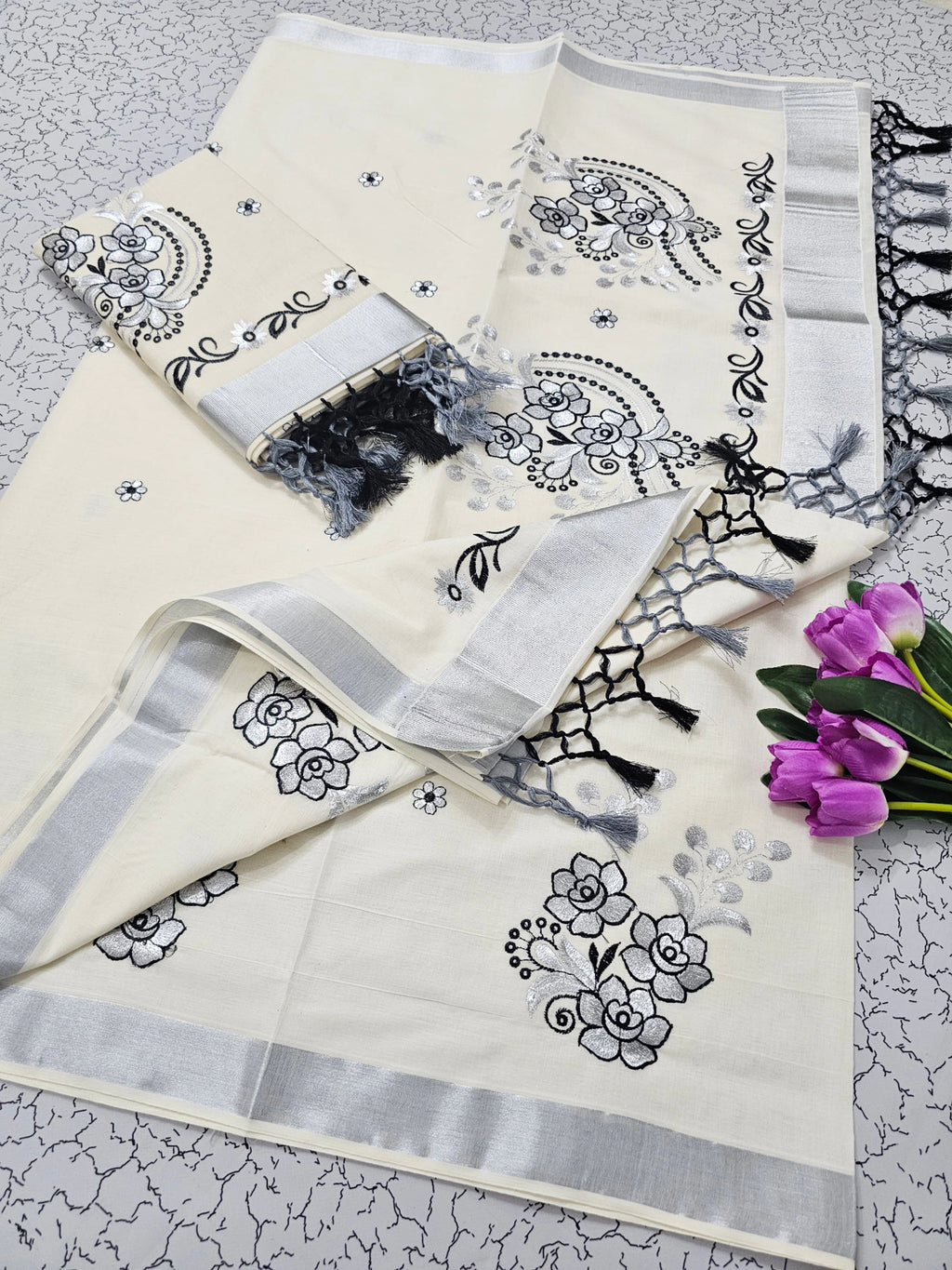 Cotton Embroidered Saree with Blouse 2