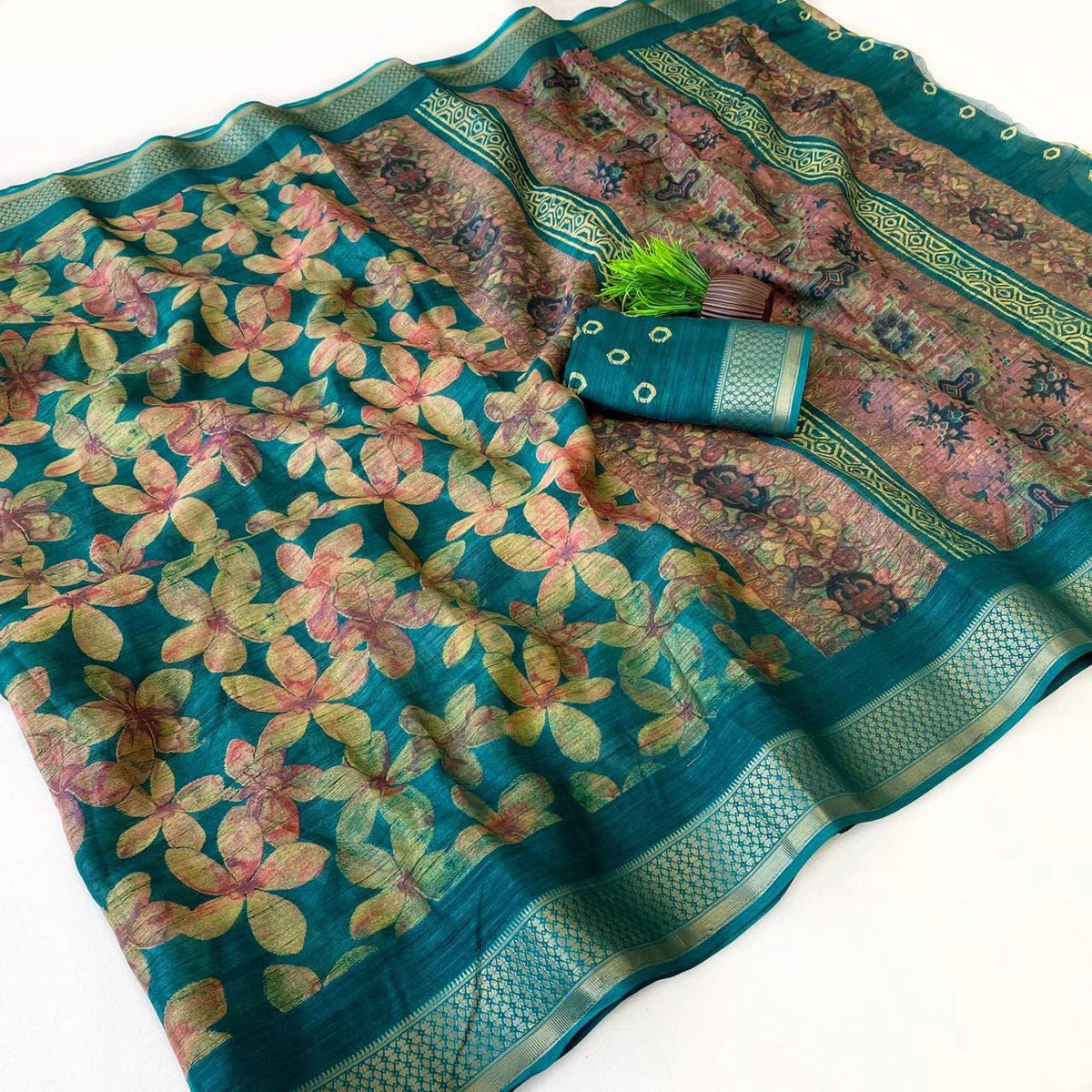 Slub Cotton Saree with Blouse 6