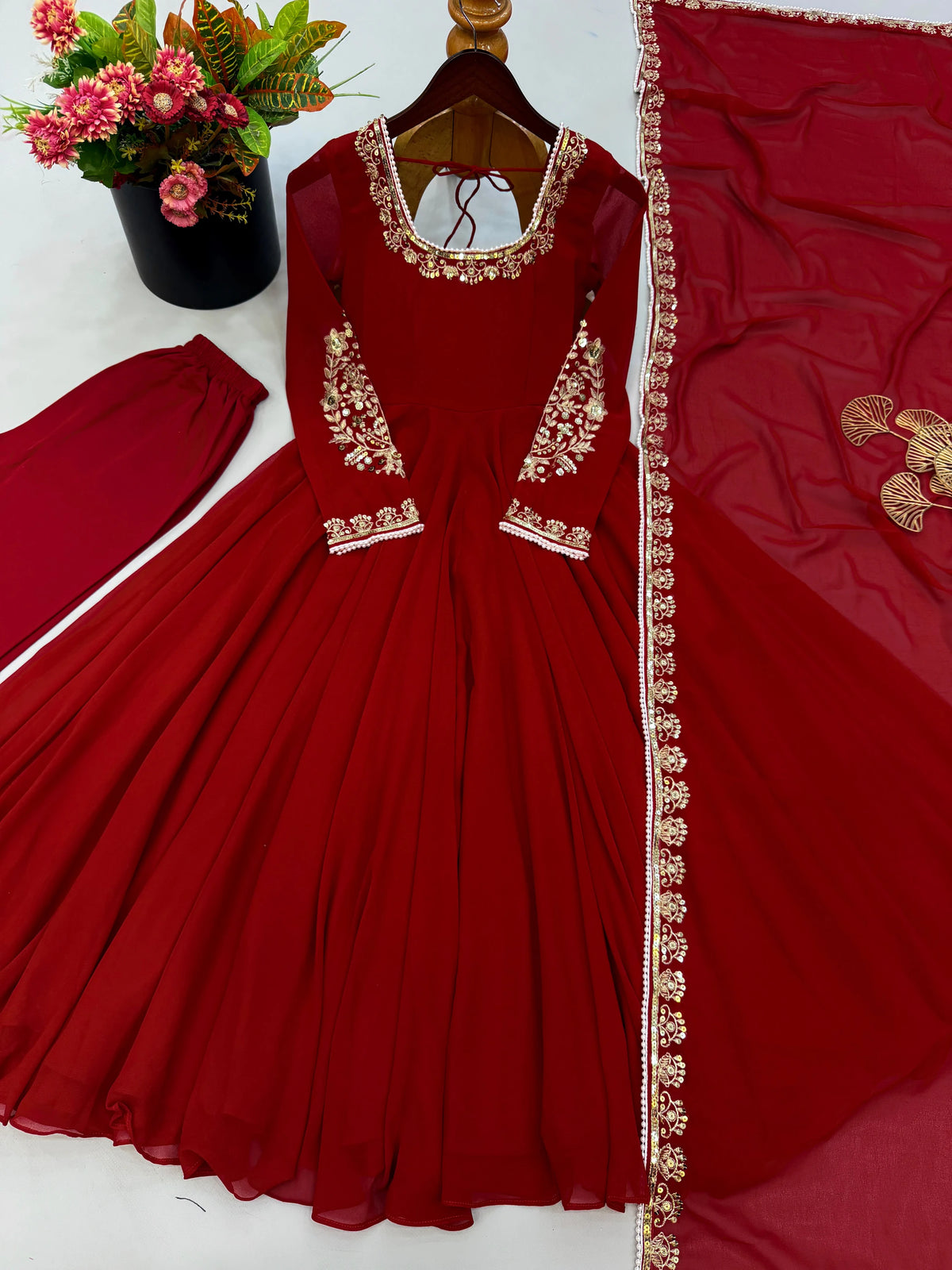 Fox Georgette Embroidered Gown Set 6